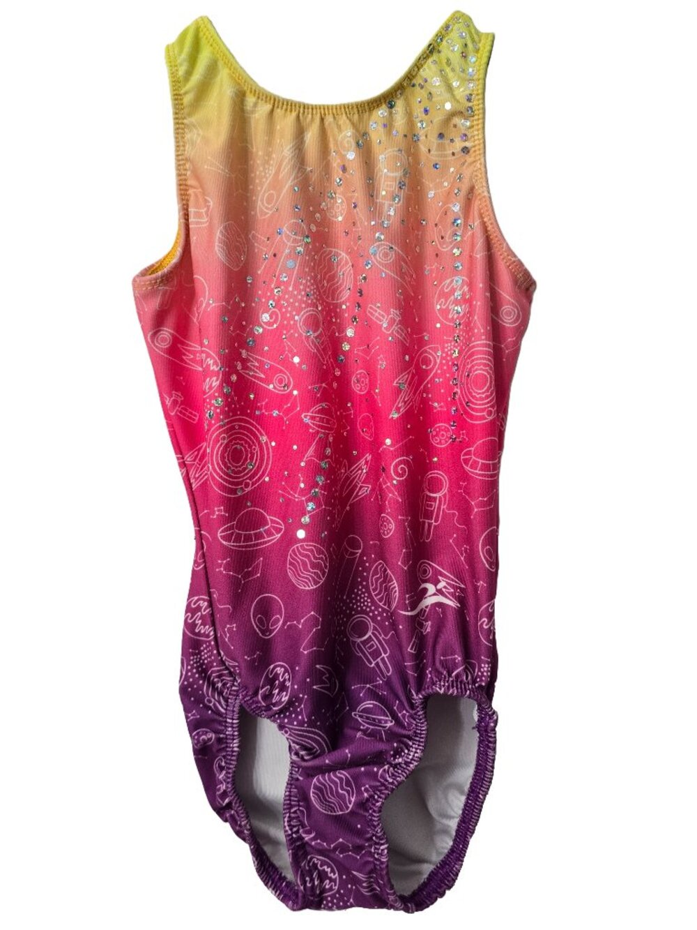 Motionwear Outer Space Leotard CS 5 6 Child Small Foil Sequin Pink Purple Ombre